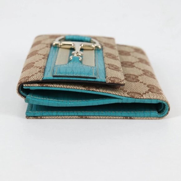 GUCCI Horsebit GG Canvas Wallet Beige Gold 138029 Auth yk19499V - Picture 6 of 16